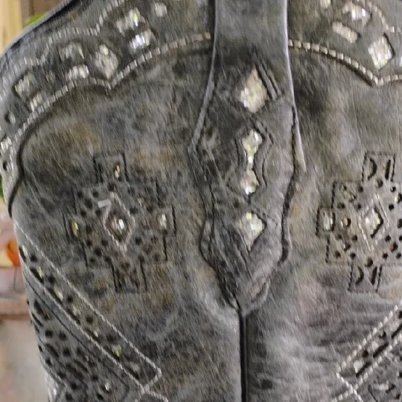 CORRAL Gray Silver Embellished Western Cowboy Boots